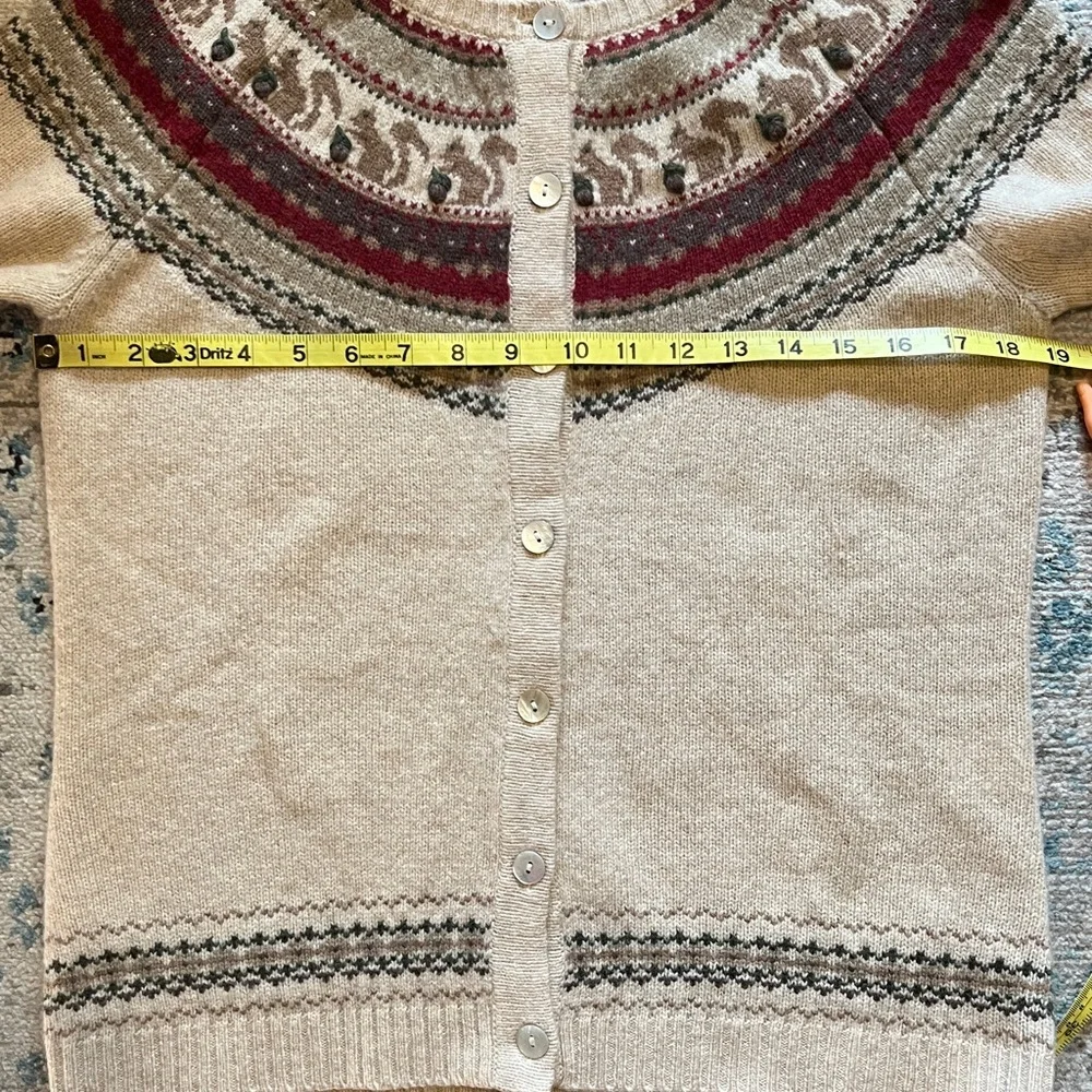 Appleseed’s Squirrel Fair Isle Wool Cardigan Sweater - Picture 8 of 17